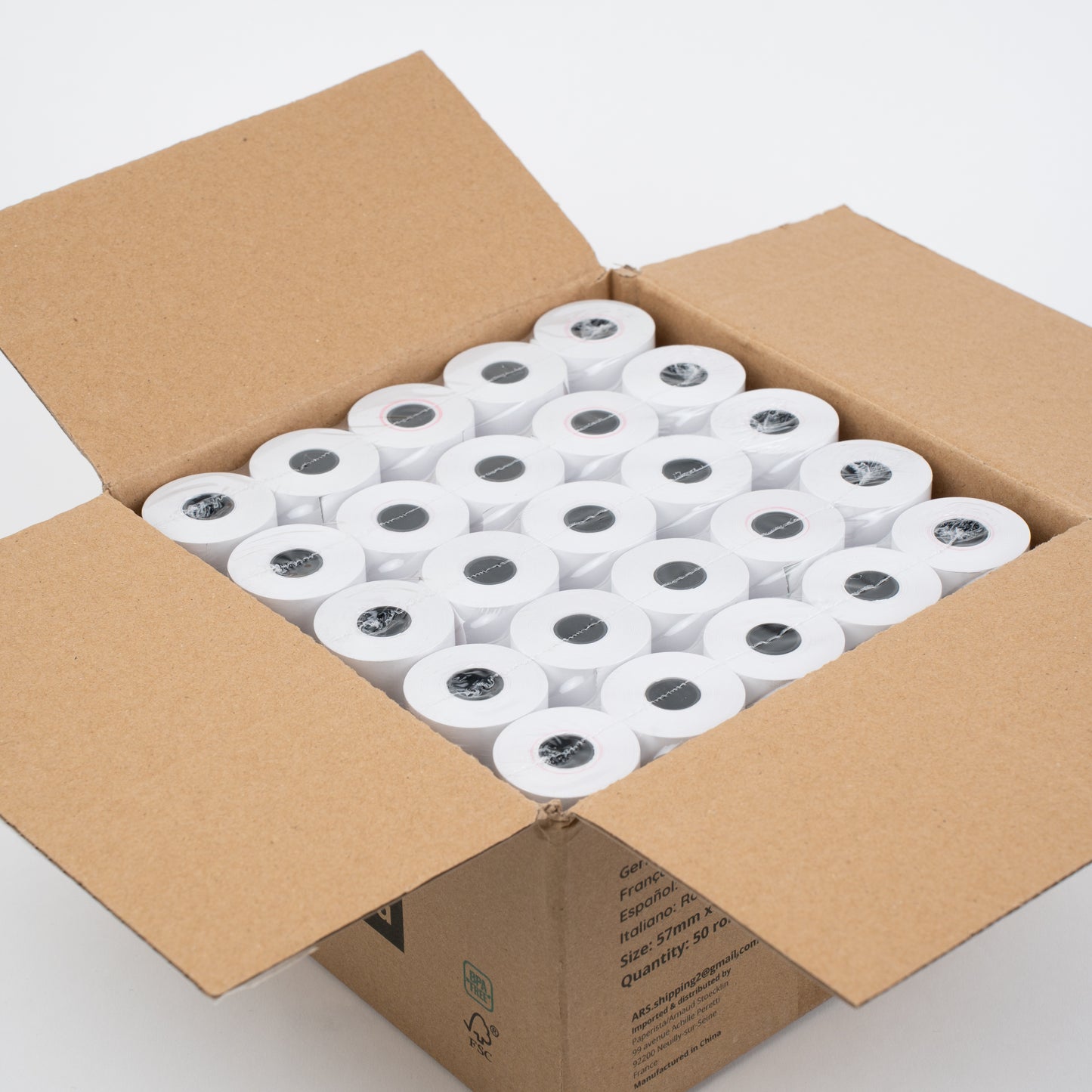 Boîte de 50 Rouleaux de Papier Thermique pour TPE 57x40 mm - 18m